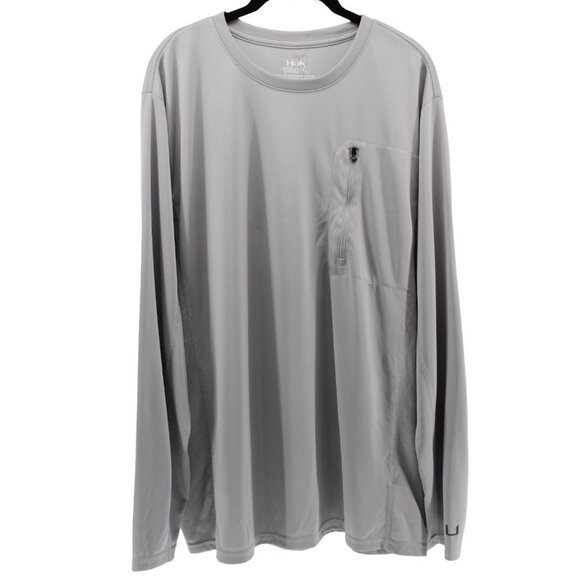 Huk Performance Long Sleeve Shirt Gray Outdoors Fishing Camping Utility XL - Picture 2 of 11